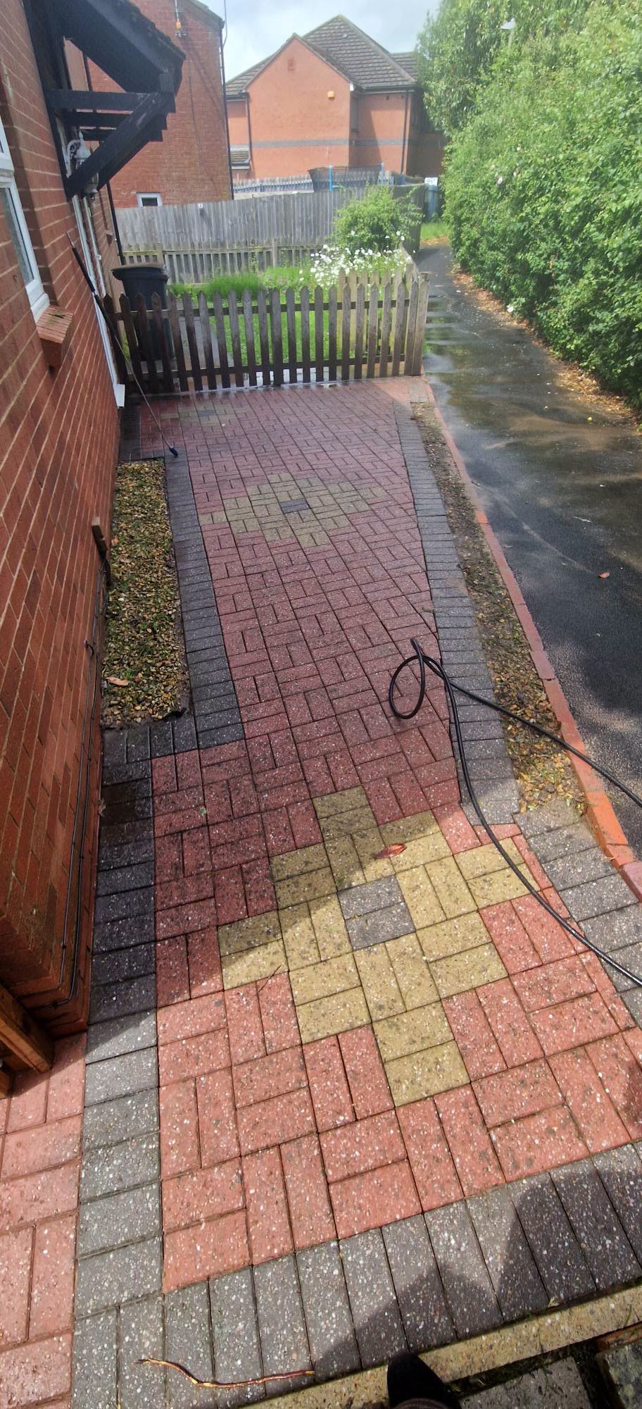 Block paved driveway after professional pressure washing in Redditch, Worcestershire